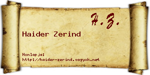 Haider Zerind névjegykártya